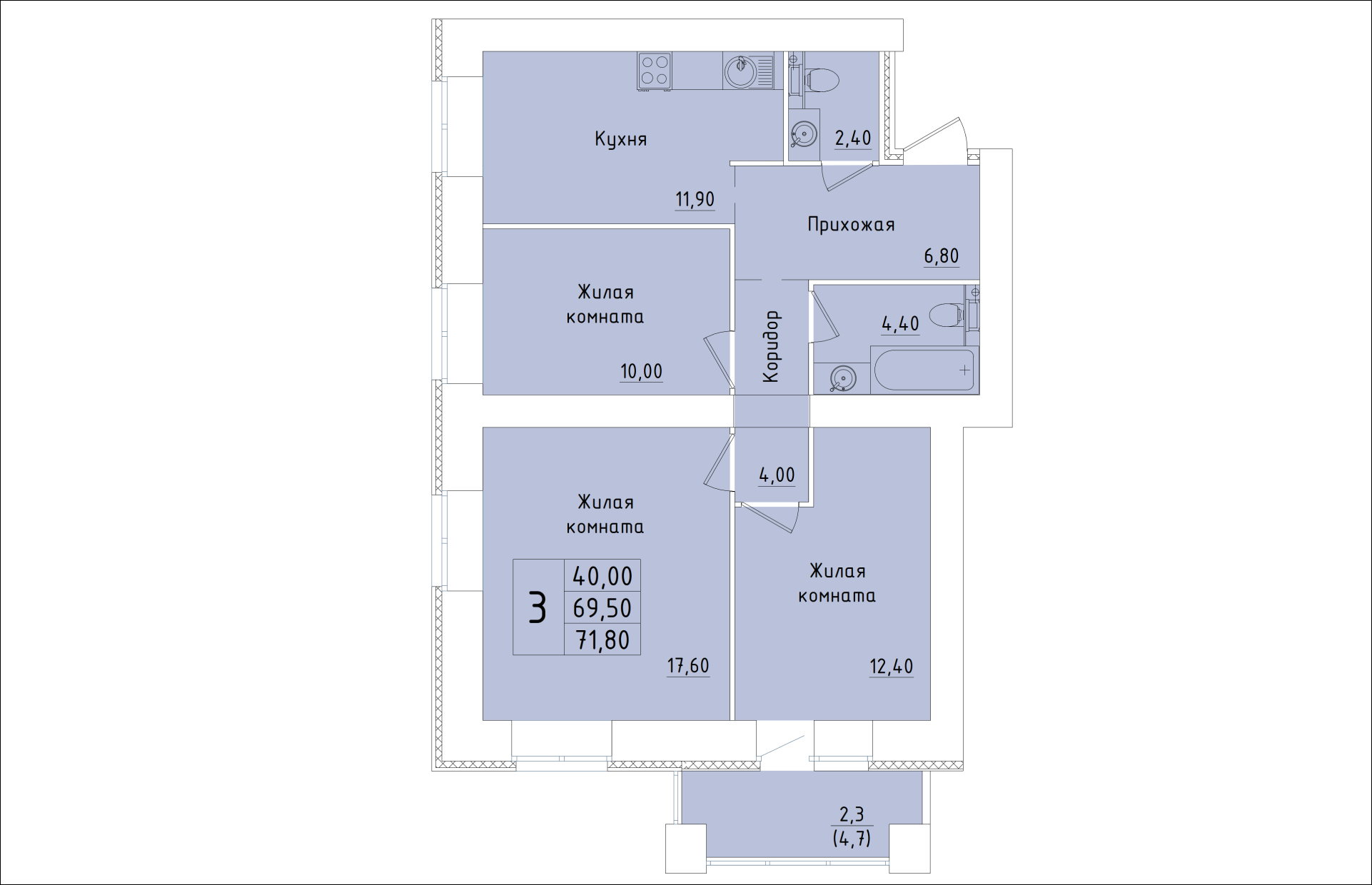 планировка квартиры 72 м2